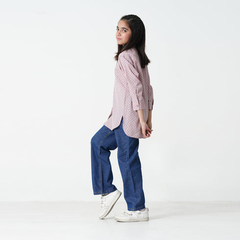 Pink Printed Button Down Shirt